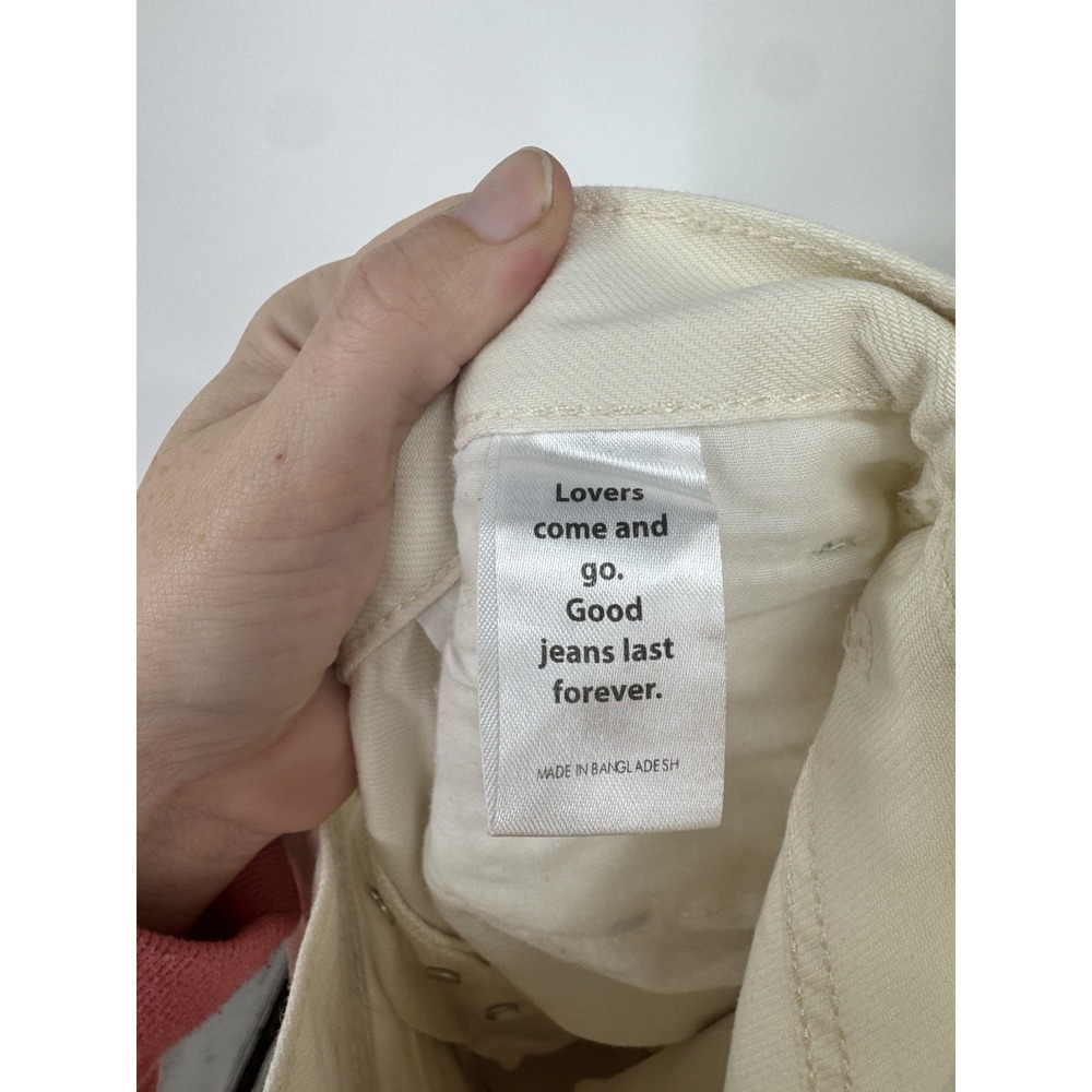 Pacsun Eco Off white Patchwork Dad Jean Women 27 Biege Cream Grunge Y2K Grunge - Picture 6 of 13